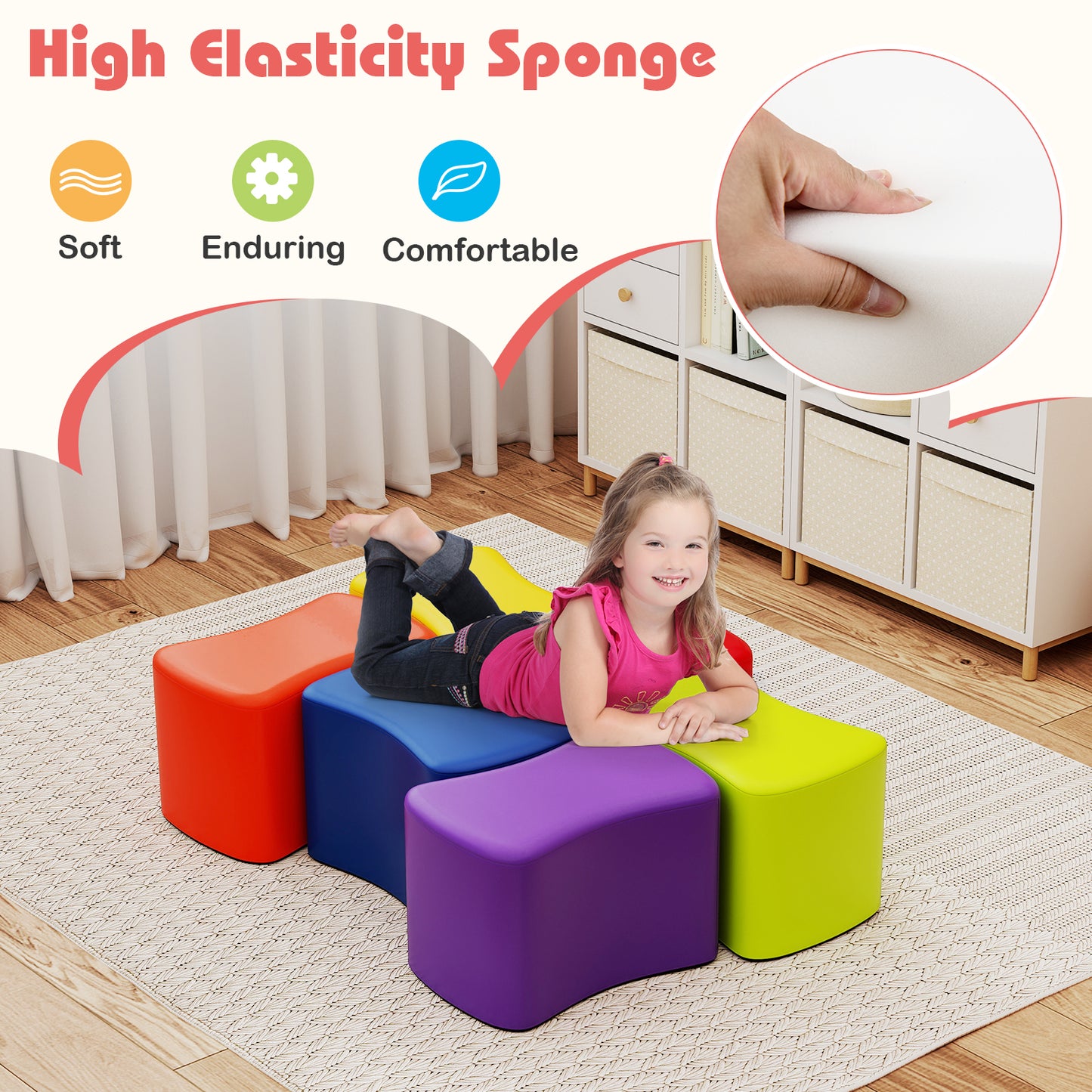 Modular Stool Set for Kids 6 PCS Butterfly Stools, Multicolor Kids Chairs & Seating at Gallery Canada