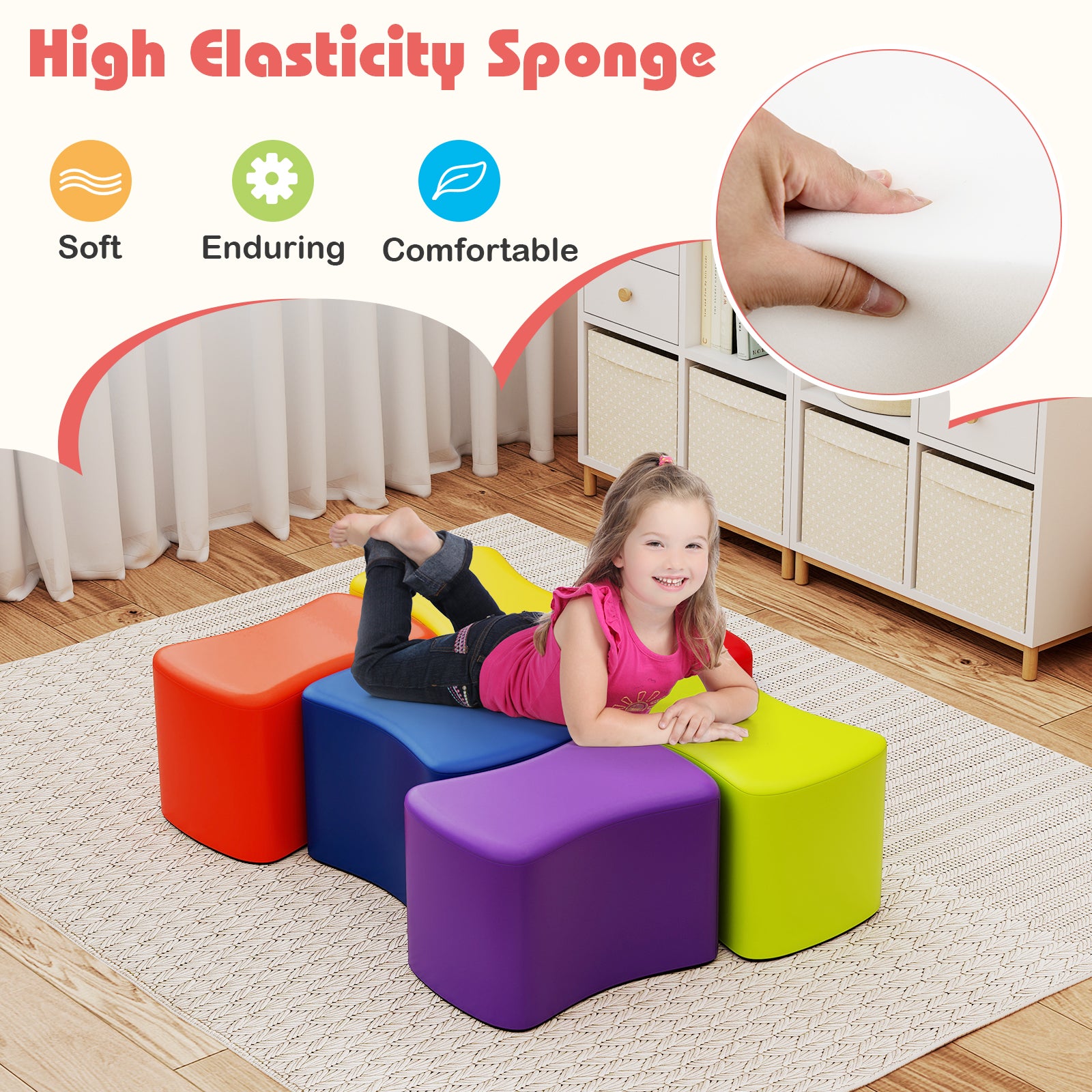 Modular Stool Set for Kids 6 PCS Butterfly Stools, Multicolor Kids Chairs & Seating at Gallery Canada