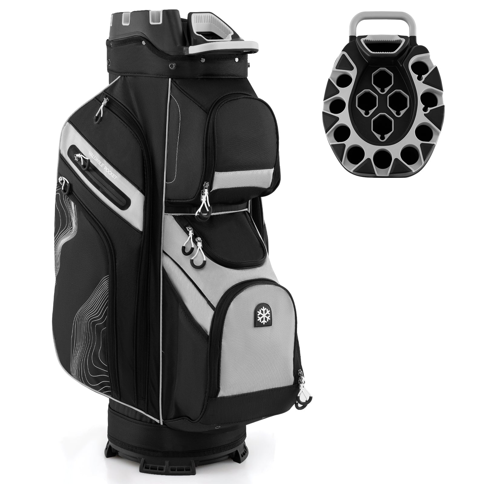 Molded Lock Top Golf Cart Bag, 14-Way Full Length Dividers, 11 Pockets, Gray Golf Gray at Gallery Canada