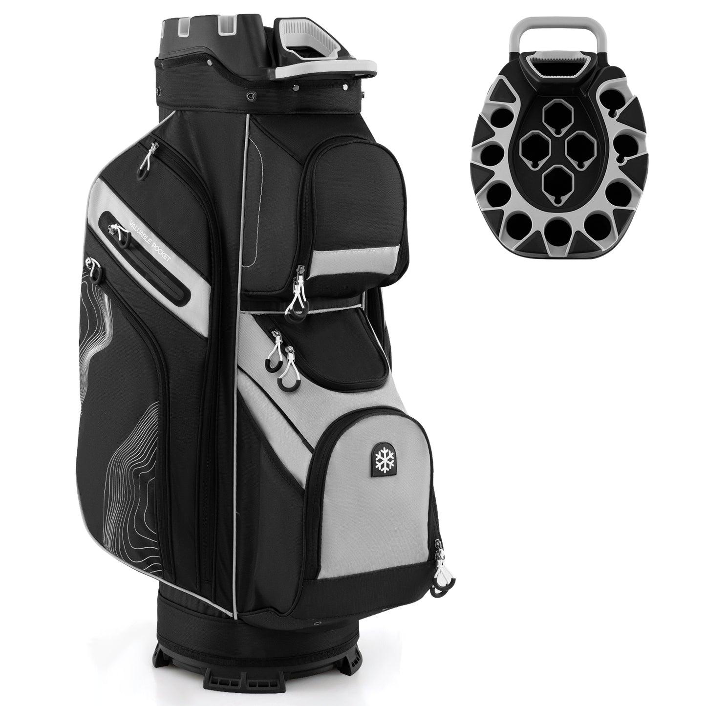 Molded Lock Top Golf Cart Bag, 14-Way Full Length Dividers, 11 Pockets, Gray Golf Gray at Gallery Canada