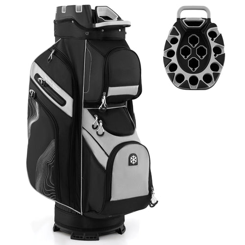 Molded Lock Top Golf Cart Bag, 14-Way Full Length Dividers, 11 Pockets, Gray