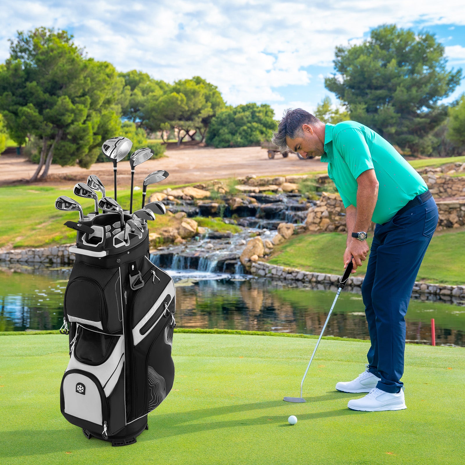 Molded Lock Top Golf Cart Bag, 14-Way Full Length Dividers, 11 Pockets, Gray Golf at Gallery Canada