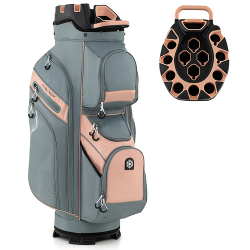 Molded Lock Top Golf Cart Bag, 14-Way Dividers, 11 Pockets, Orange