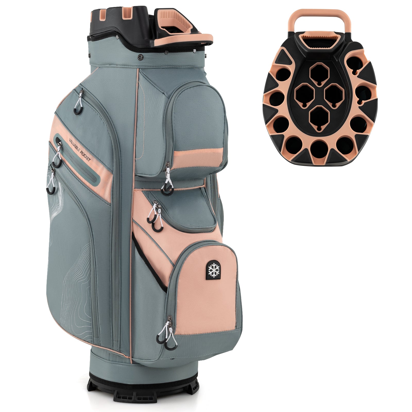 Molded Lock Top Golf Cart Bag, 14-Way Dividers, 11 Pockets, Orange Golf Orange at Gallery Canada
