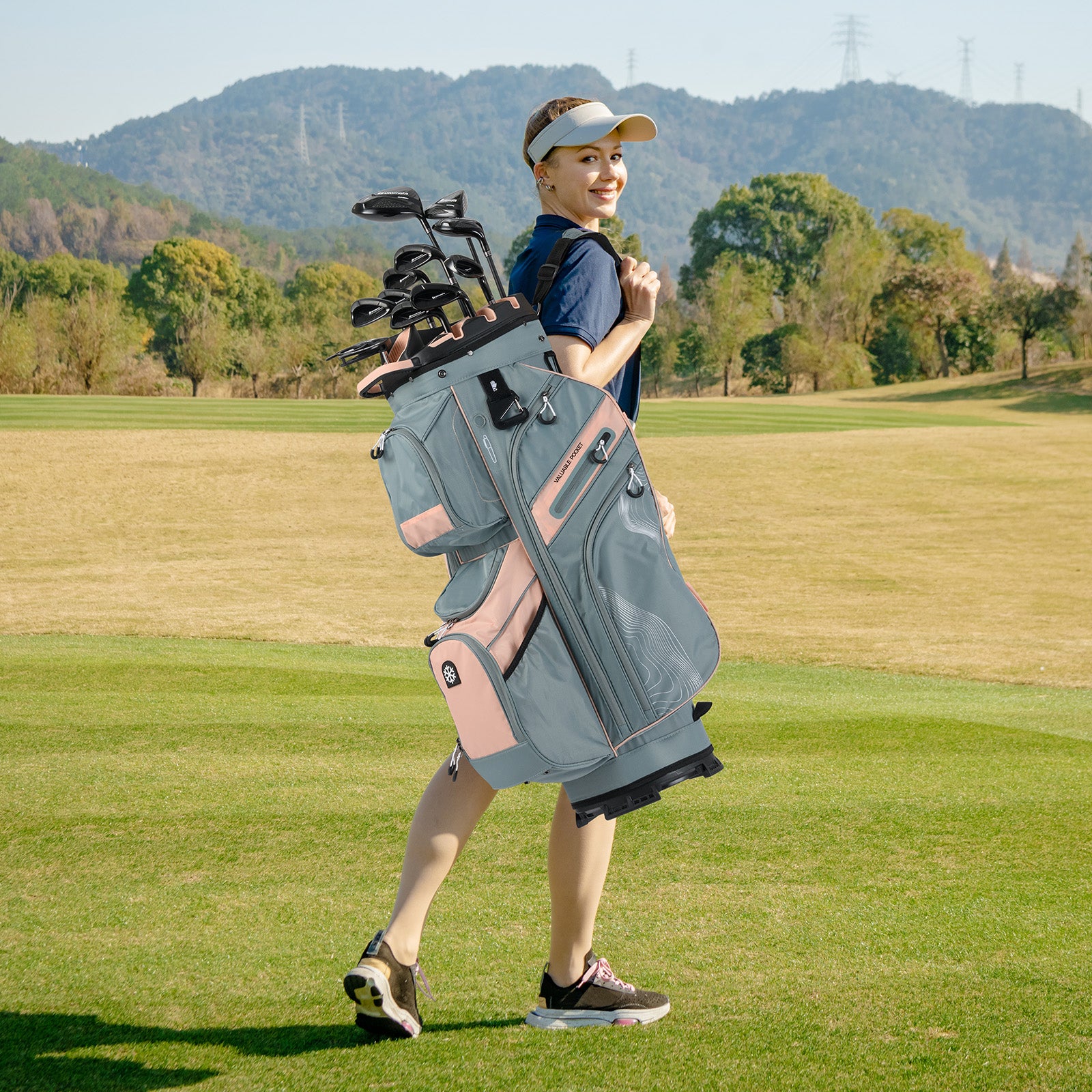 Molded Lock Top Golf Cart Bag with 14-Way Full Length Dividers and 11 Pockets, Orange Golf at Gallery Canada