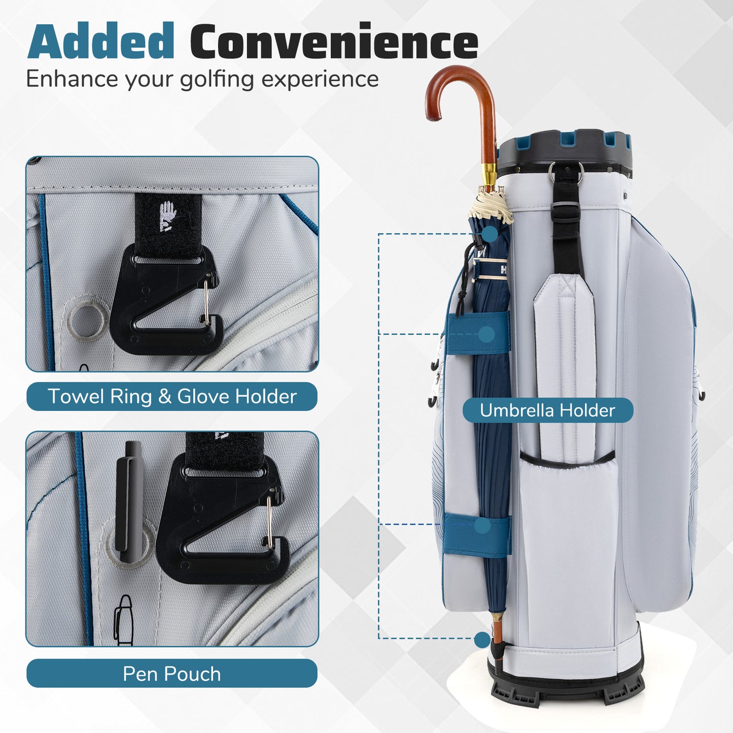 Molded Lock Top Golf Cart Bag, 14-Way Full Length Dividers, 11 Pockets, Navy Golf at Gallery Canada