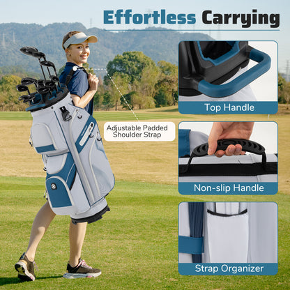 Molded Lock Top Golf Cart Bag, 14-Way Full Length Dividers, 11 Pockets, Navy Golf at Gallery Canada