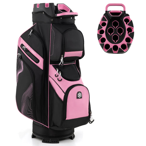 Molded Lock Top Golf Cart Bag, 14-Way Dividers, 11 Pockets, Pink