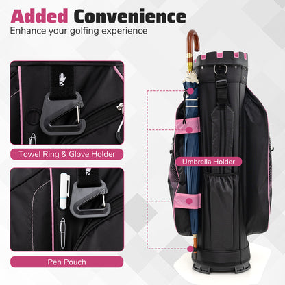 Molded Lock Top Golf Cart Bag, 14-Way Dividers, 11 Pockets, Pink Golf at Gallery Canada