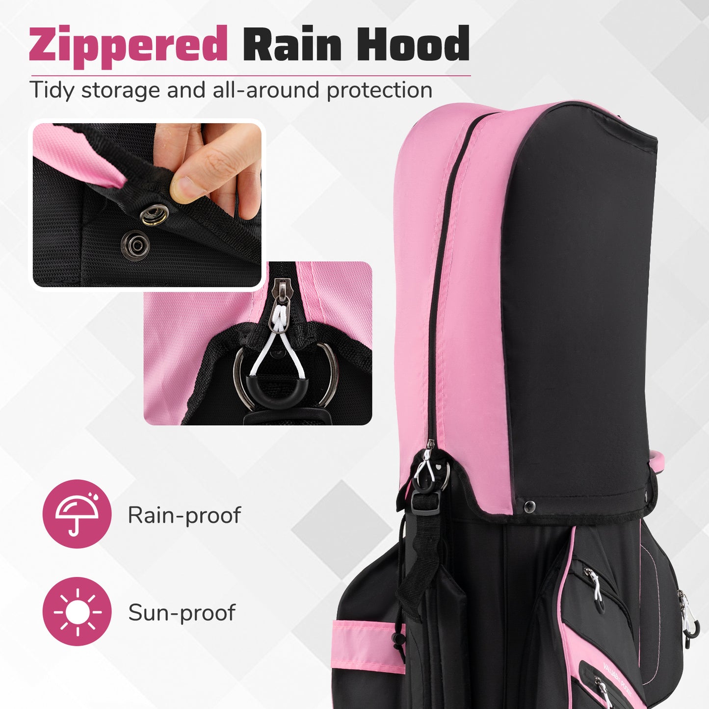 Molded Lock Top Golf Cart Bag, 14-Way Dividers, 11 Pockets, Pink Golf at Gallery Canada