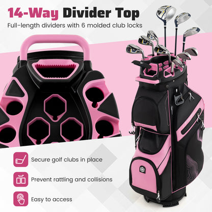 Molded Lock Top Golf Cart Bag, 14-Way Dividers, 11 Pockets, Pink Golf at Gallery Canada