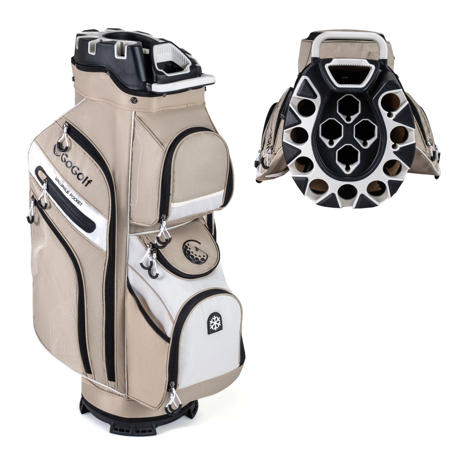 Molded Lock Top Golf Cart Bag, 14-Way Full Length Dividers, 11 Pockets, Khaki Golf Khaki at Gallery Canada
