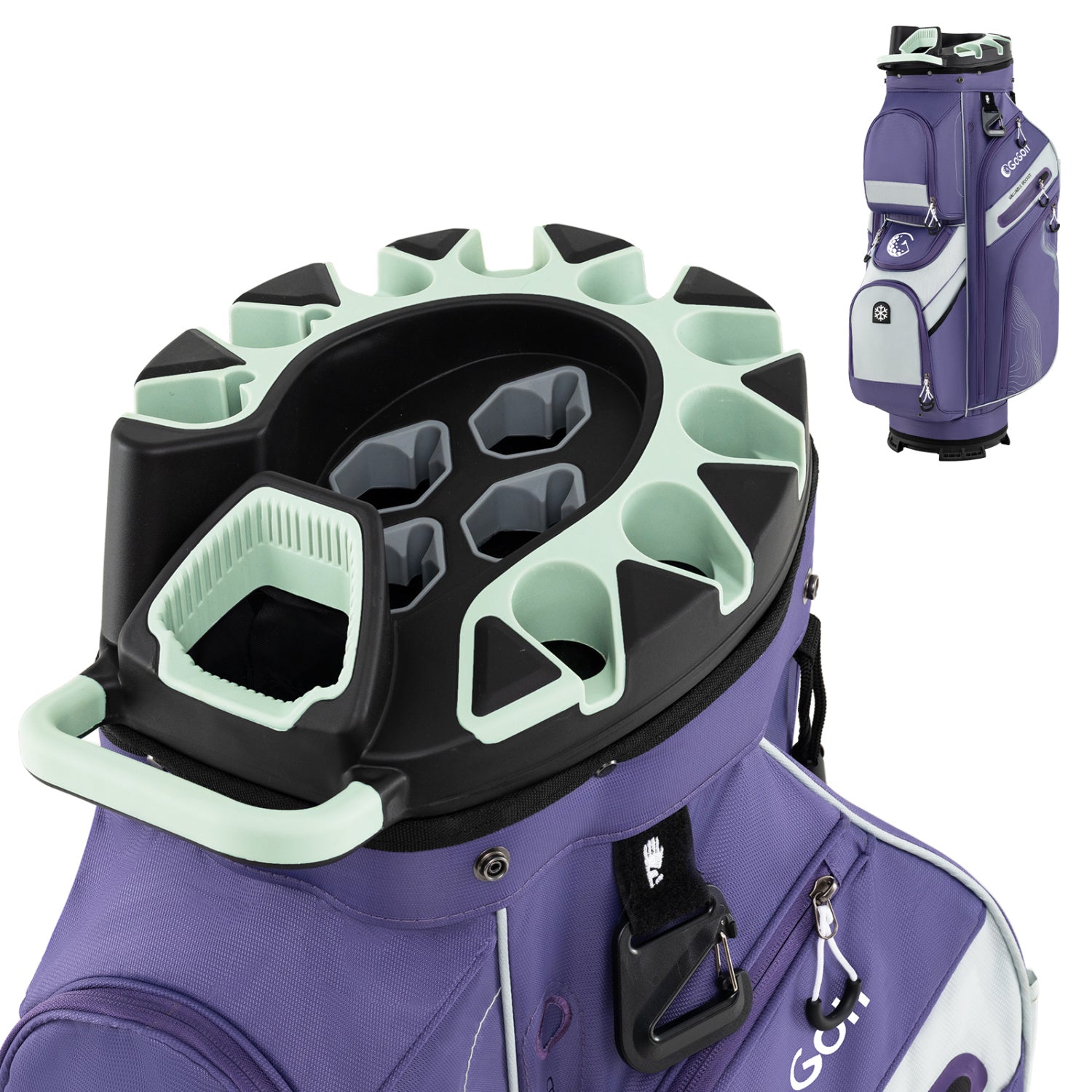 Molded Lock Golf Cart Bag, 14-Way Dividers, 11 Pockets, Purple Golf at Gallery Canada