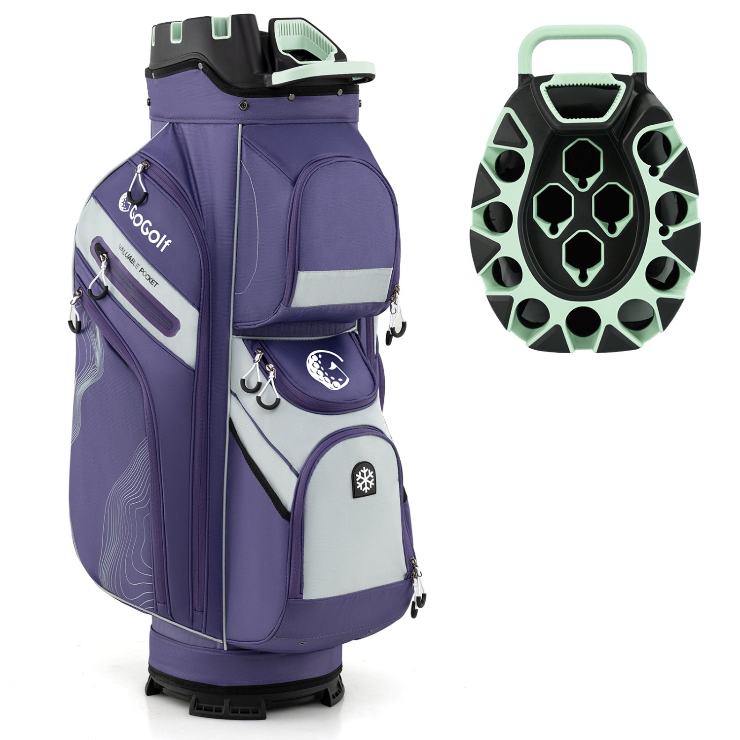 Molded Lock Golf Cart Bag, 14-Way Dividers, 11 Pockets, Purple Golf Purple at Gallery Canada