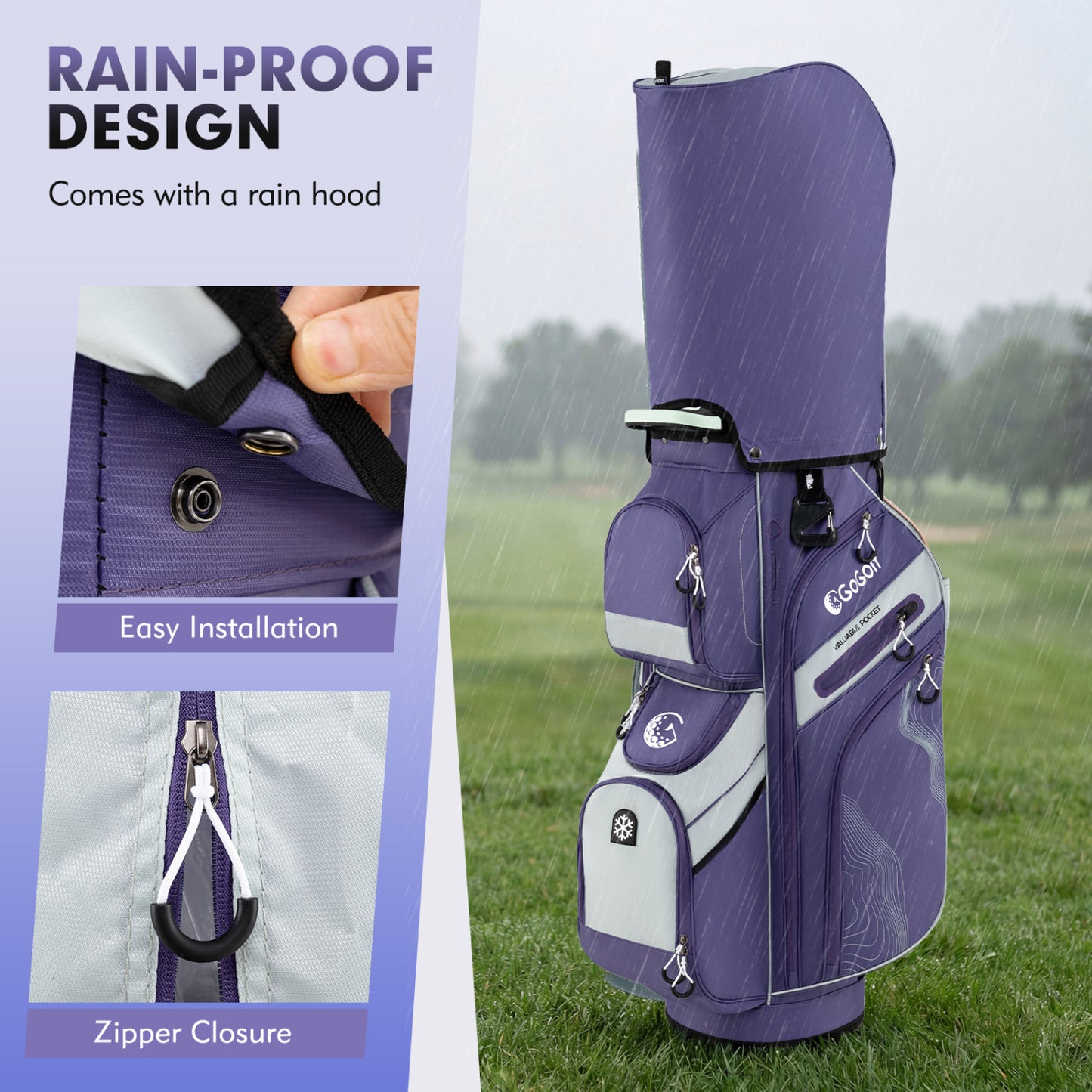 Molded Lock Golf Cart Bag, 14-Way Dividers, 11 Pockets, Purple Golf at Gallery Canada