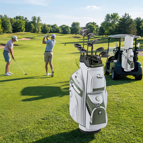 Molded Lock Top Golf Cart Bag, 14-Way Dividers, 11 Pockets, Green