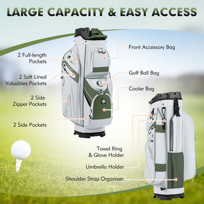 Molded Lock Top Golf Cart Bag, 14-Way Dividers, 11 Pockets, Green Golf at Gallery Canada