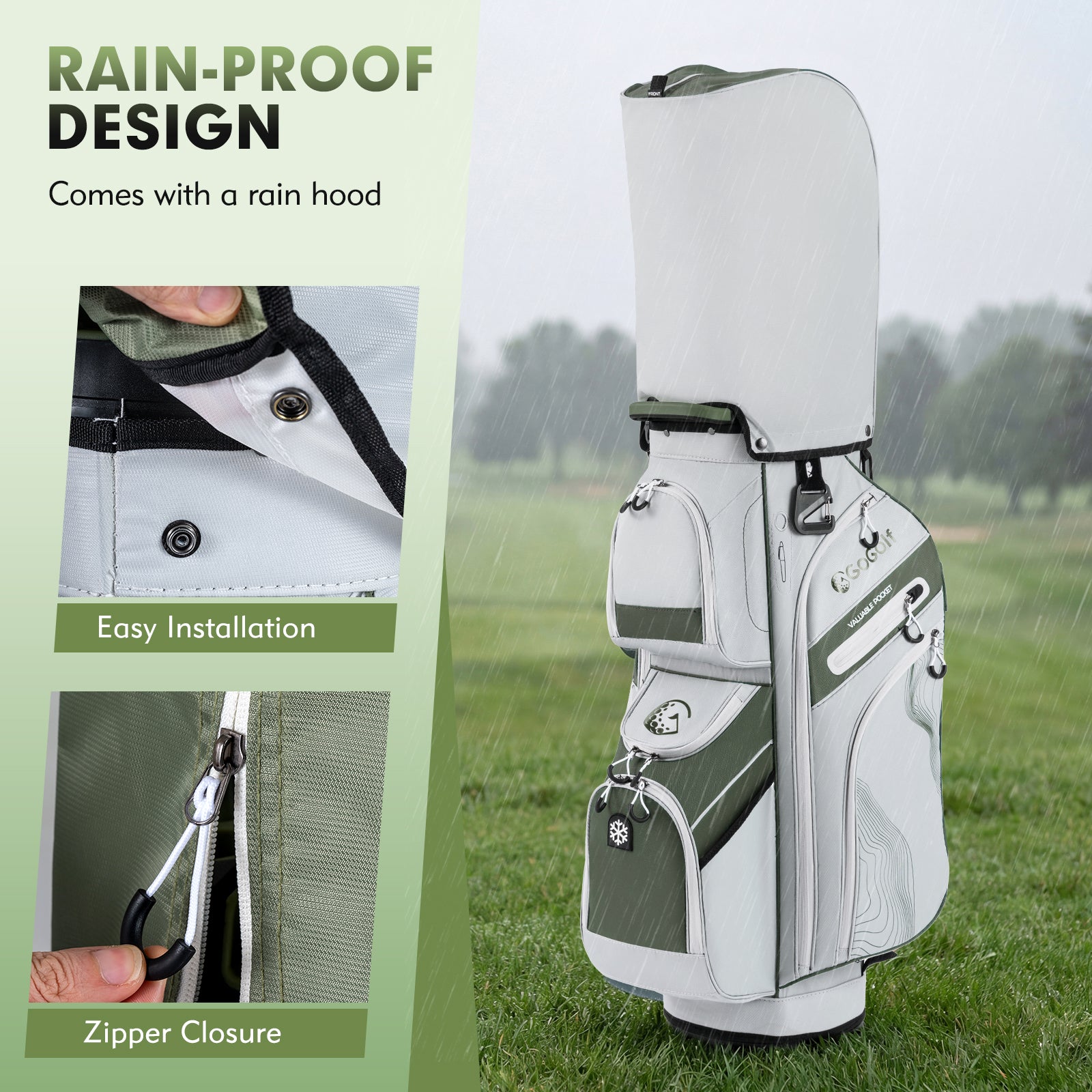Molded Lock Top Golf Cart Bag, 14-Way Dividers, 11 Pockets, Green Golf at Gallery Canada