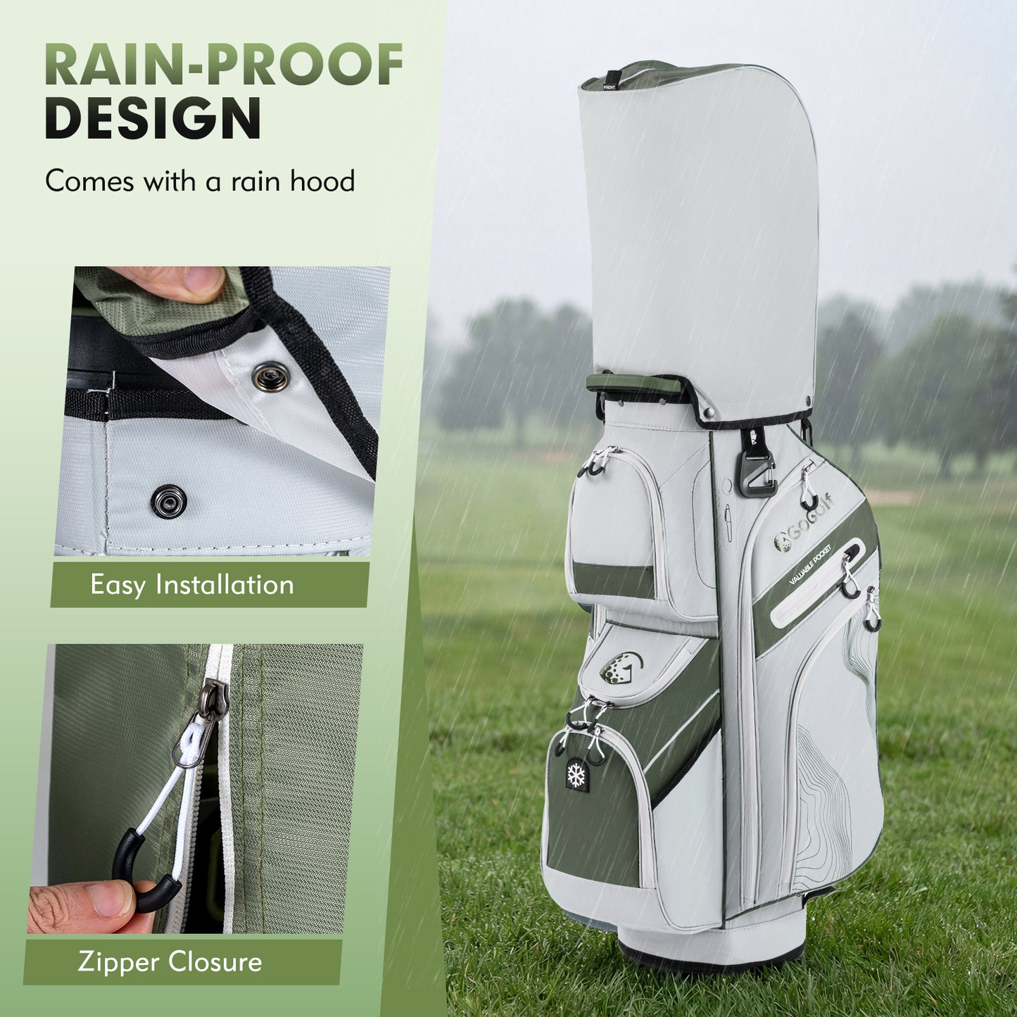 Molded Lock Top Golf Cart Bag, 14-Way Dividers, 11 Pockets, Green Golf at Gallery Canada