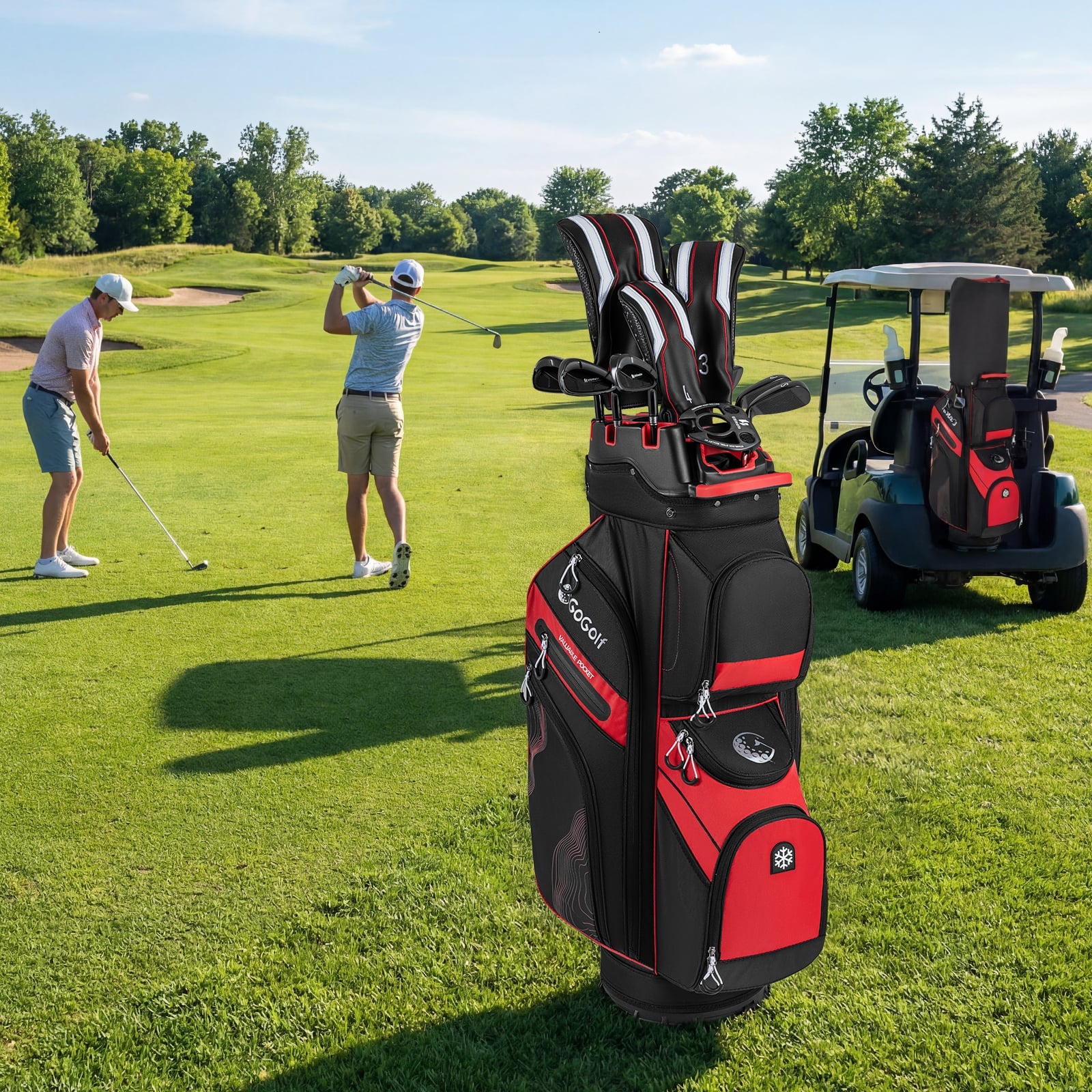 Molded Lock Top Golf Cart Bag, 14-Way Full Length Dividers, 11 Pockets, Red Golf at Gallery Canada