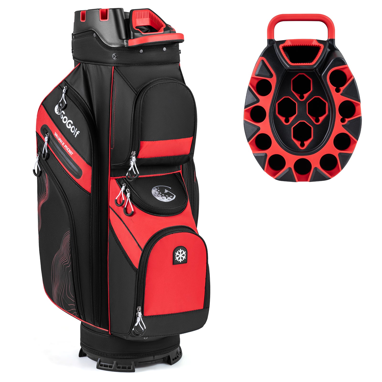 Molded Lock Top Golf Cart Bag, 14-Way Full Length Dividers, 11 Pockets, Red Golf at Gallery Canada