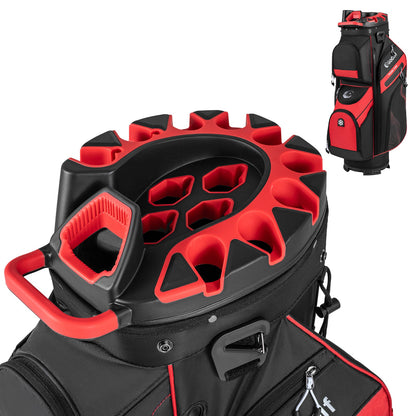 Molded Lock Top Golf Cart Bag, 14-Way Full Length Dividers, 11 Pockets, Red Golf at Gallery Canada