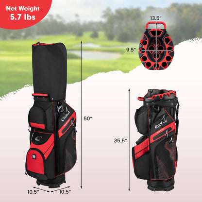Molded Lock Top Golf Cart Bag, 14-Way Full Length Dividers, 11 Pockets, Red Golf at Gallery Canada