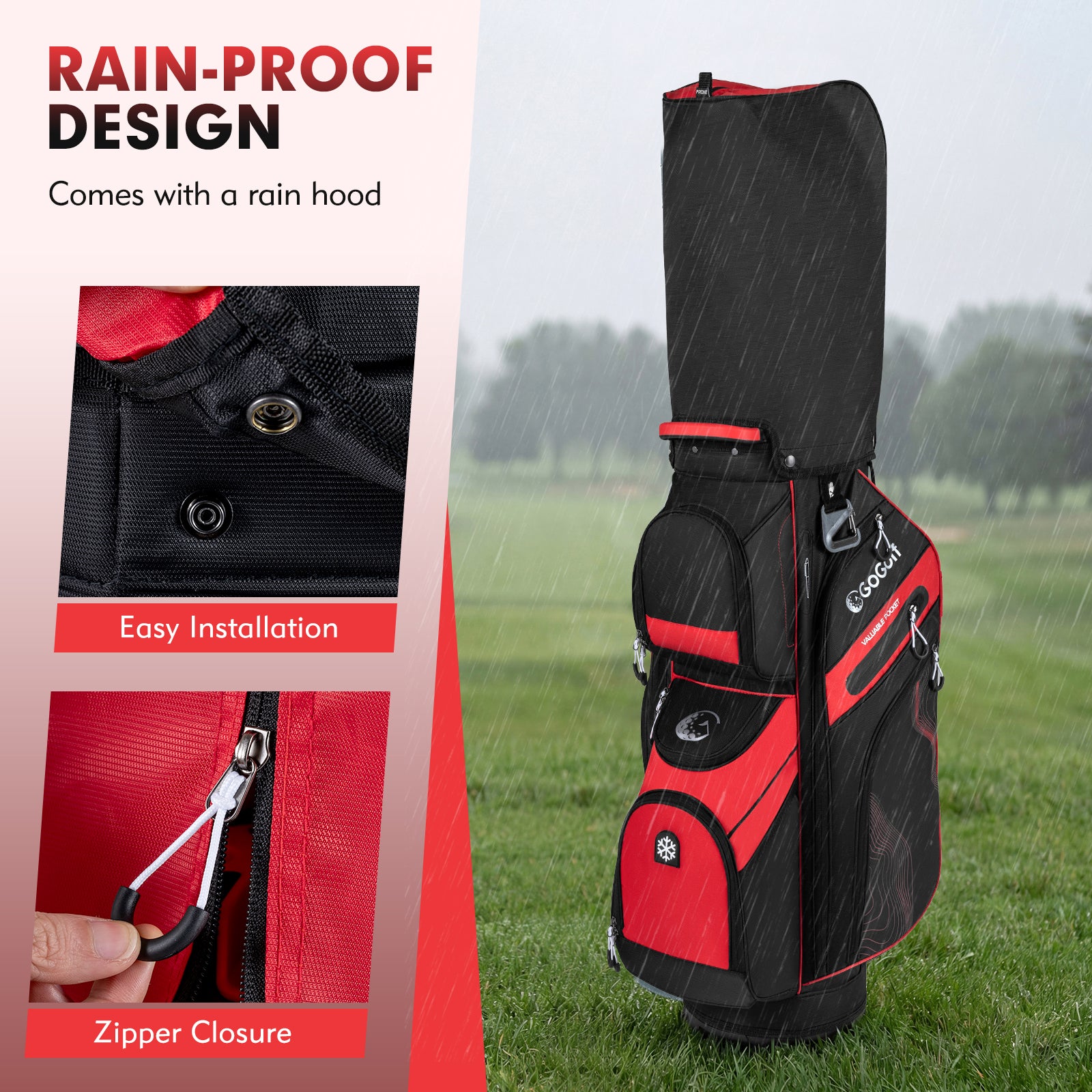 Molded Lock Top Golf Cart Bag, 14-Way Full Length Dividers, 11 Pockets, Red Golf at Gallery Canada