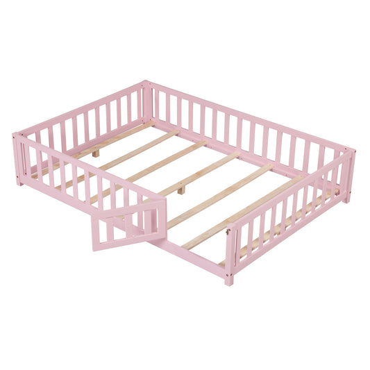 Montessori Bed Frame, Full-Length Guardrails, Pink Toddler Beds Pink at Gallery Canada