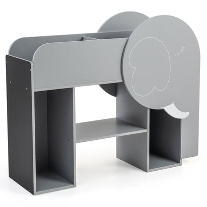 Montessori Bookshelf with Elephant Shape 3-Tier Toddler Toy Storage Organizer-Grey, Gray Kids Storage at Gallery Canada