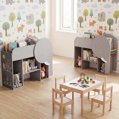 Montessori Bookshelf with Elephant Shape 3-Tier Toddler Toy Storage Organizer-Grey, Gray Kids Storage at Gallery Canada