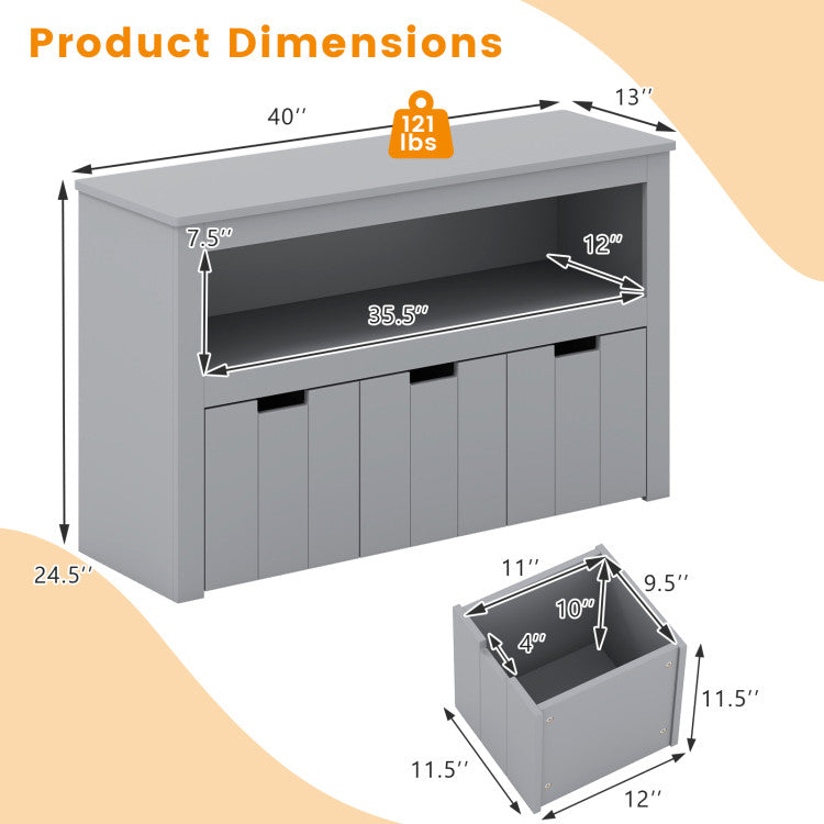 Montessori Twin Floor Bed and Kids Toy Storage Cabinet Bundle, Gray Toddler Beds at Gallery Canada