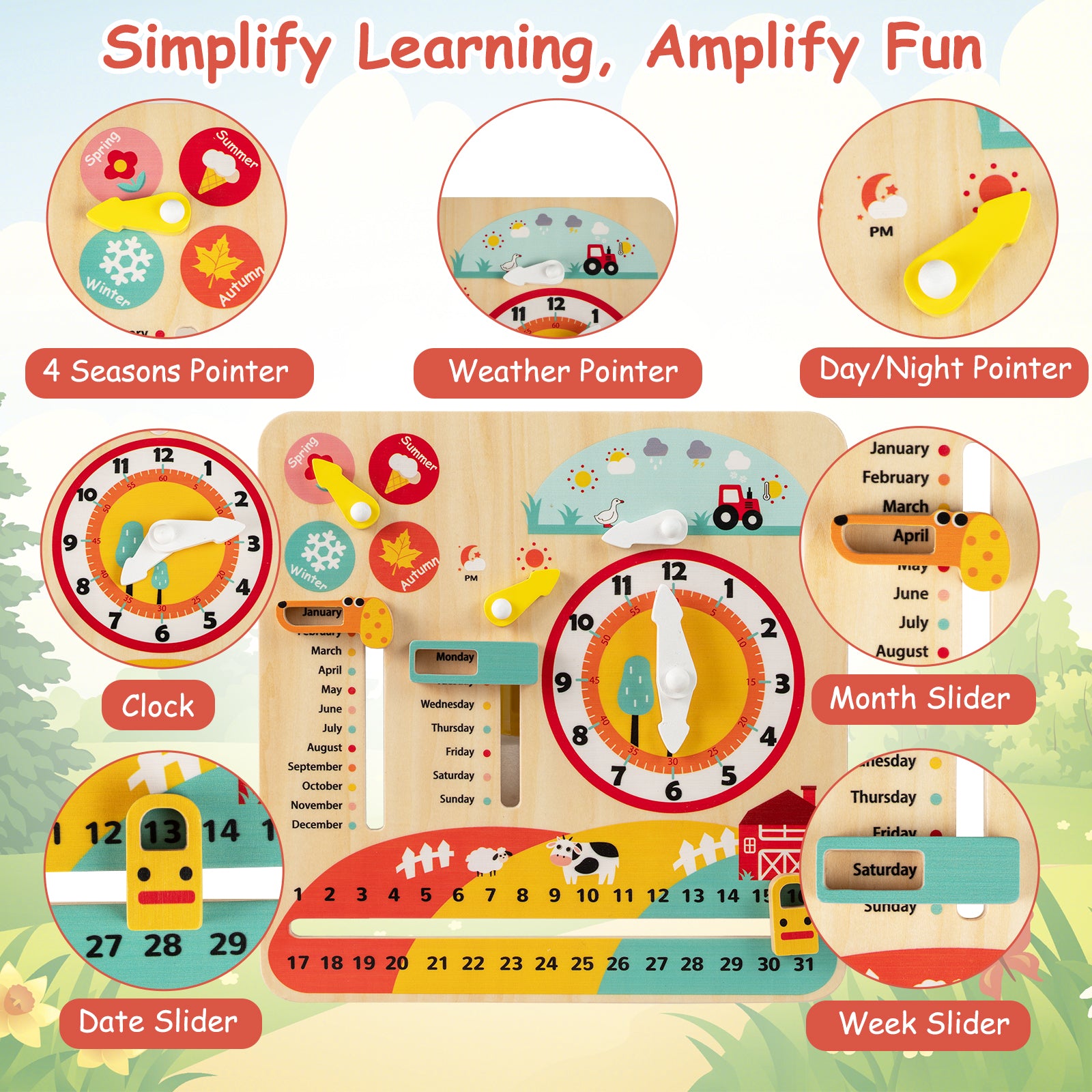 Montessori Wooden Toy for Toddlers Educational Learning Clock Toy About Season Learning Toys at Gallery Canada
