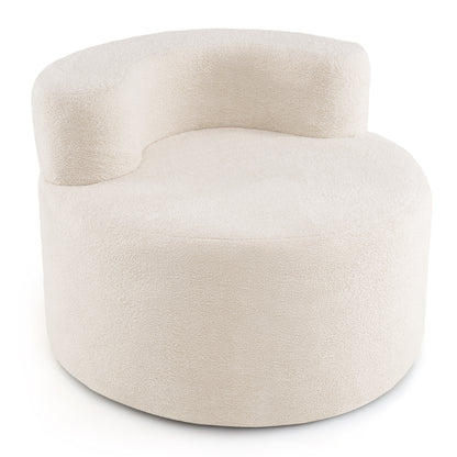 Moon-Shaped Floor Single Sofa Chair with Soft Teddy Fleece, Beige Sofas & Loveseats Beige at Gallery Canada
