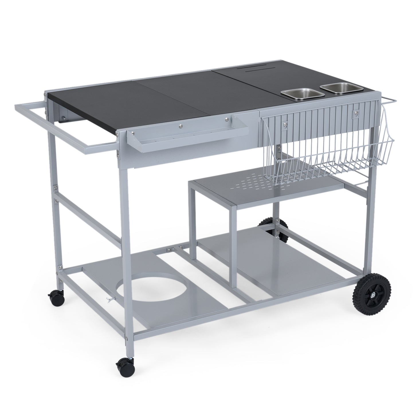 Movable Grill Table With 2 Spice Containers, Black Outdoor Grills Black at Gallery Canada
