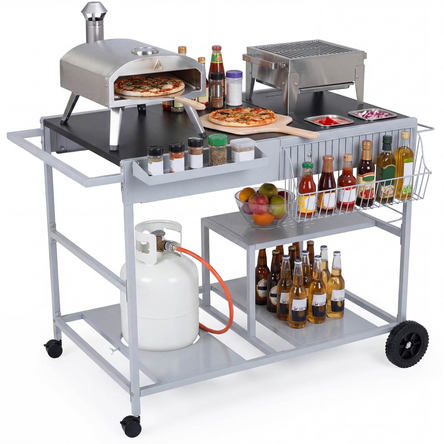 Movable Grill Table With 2 Spice Containers, Black Outdoor Grills at Gallery Canada