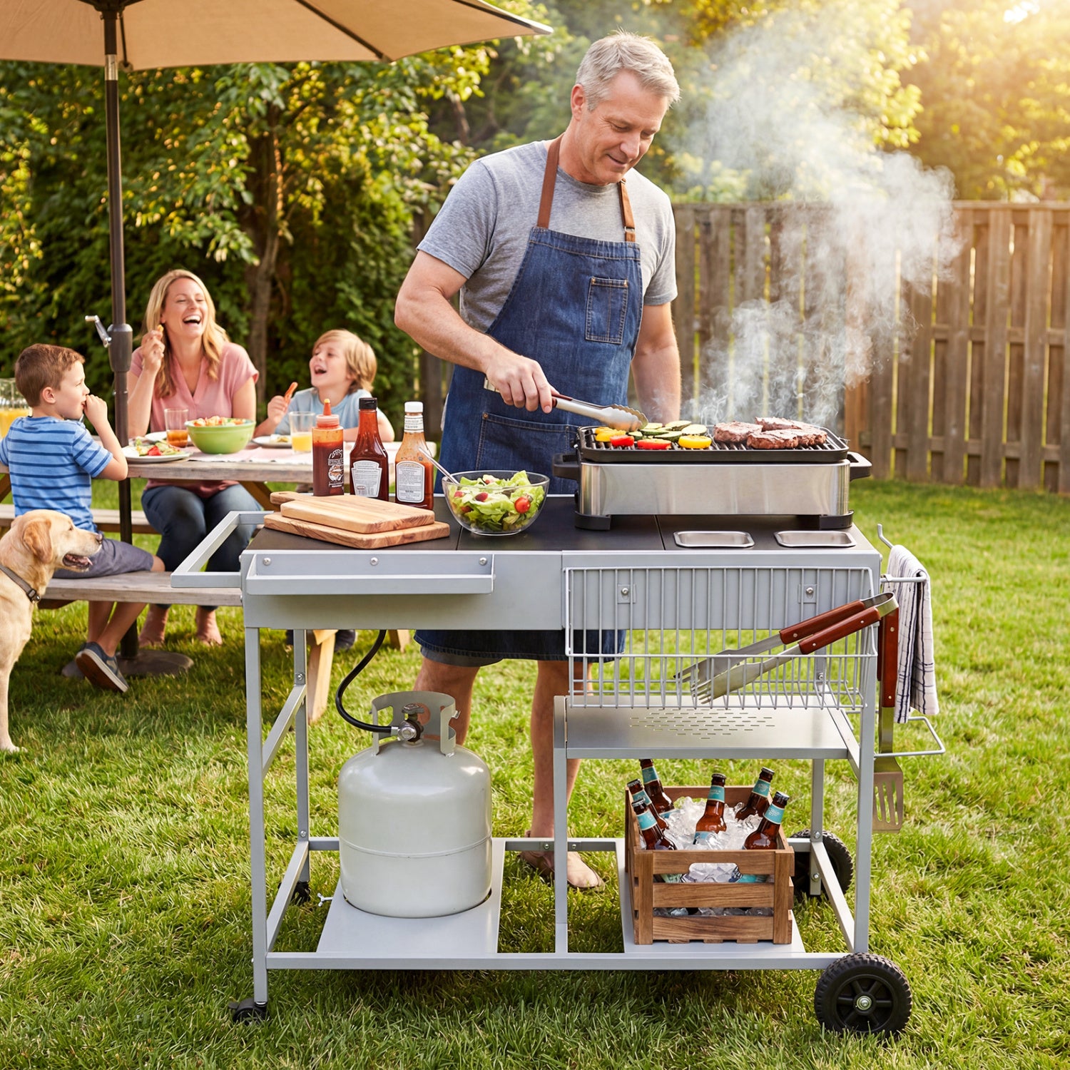 Movable Grill Table With 2 Spice Containers, Black Outdoor Grills at Gallery Canada