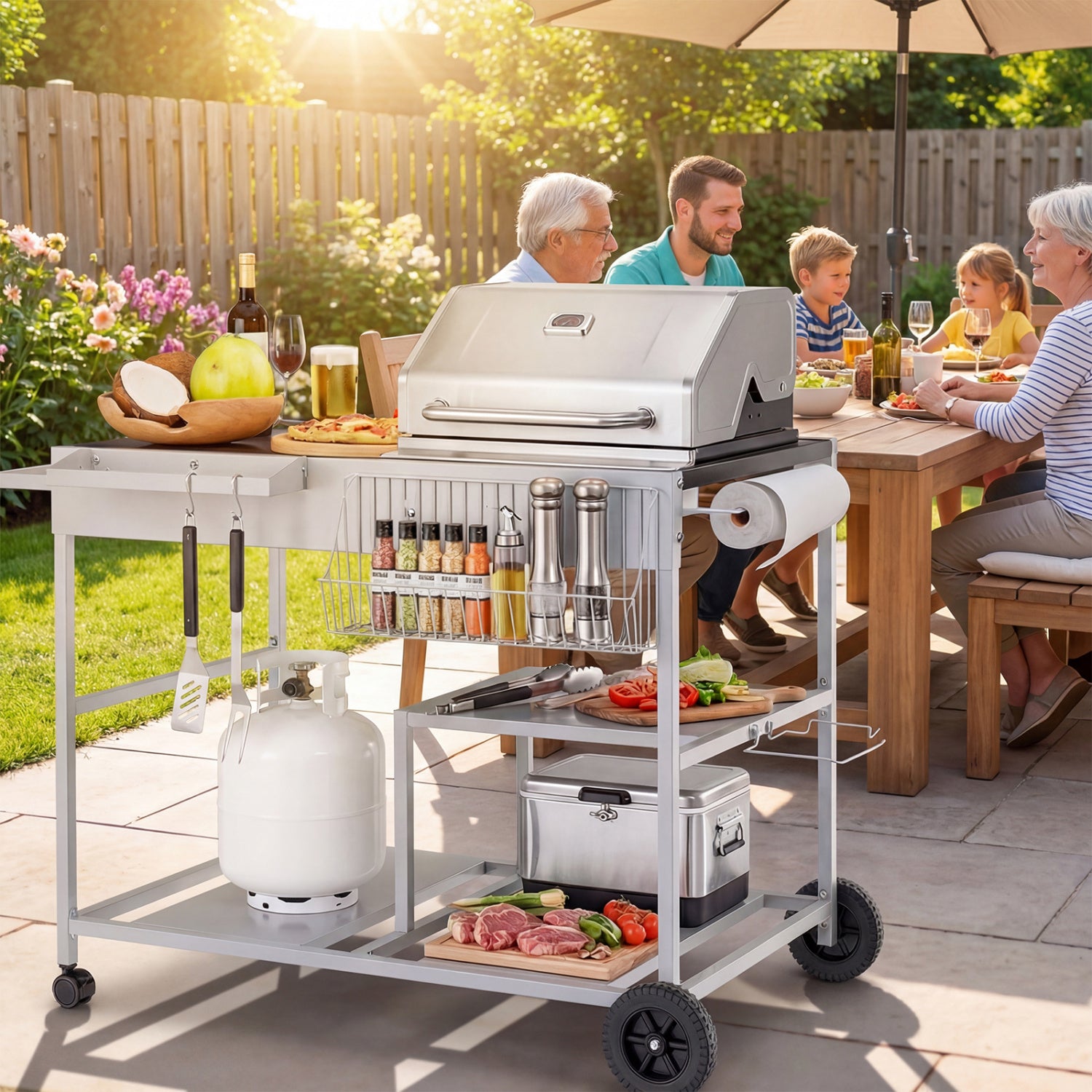 Movable Grill Table With 2 Spice Containers, Black Outdoor Grills at Gallery Canada