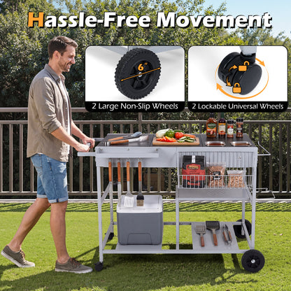 Movable Grill Table With 2 Spice Containers, Black Outdoor Grills at Gallery Canada