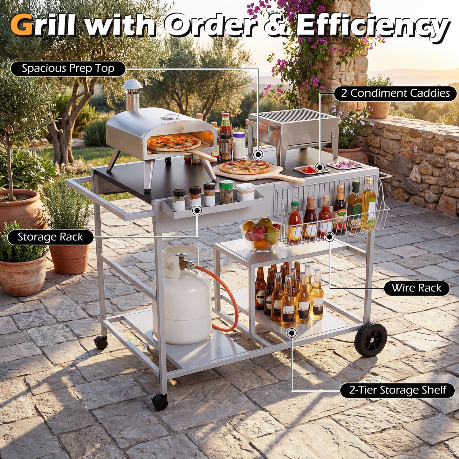Movable Grill Table With 2 Spice Containers, Black Outdoor Grills at Gallery Canada