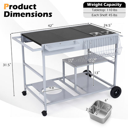 Movable Grill Table With 2 Spice Containers, Black Outdoor Grills at Gallery Canada