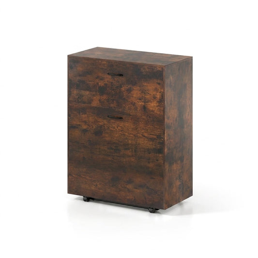 Movable Murphy Bed With Wheels, Foldable Cot With Mattress, Brown Folding Beds Rustic Brown at Gallery Canada