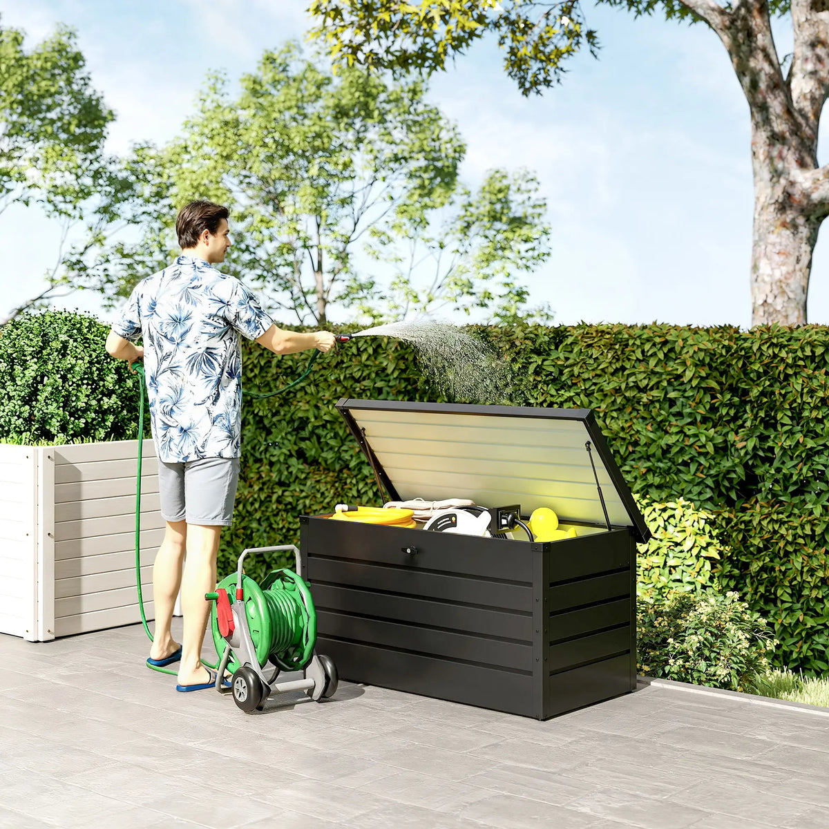 Large Deck Box, Outdoor Storage with Lock, Grey Patio Storage Boxes at Gallery Canada
