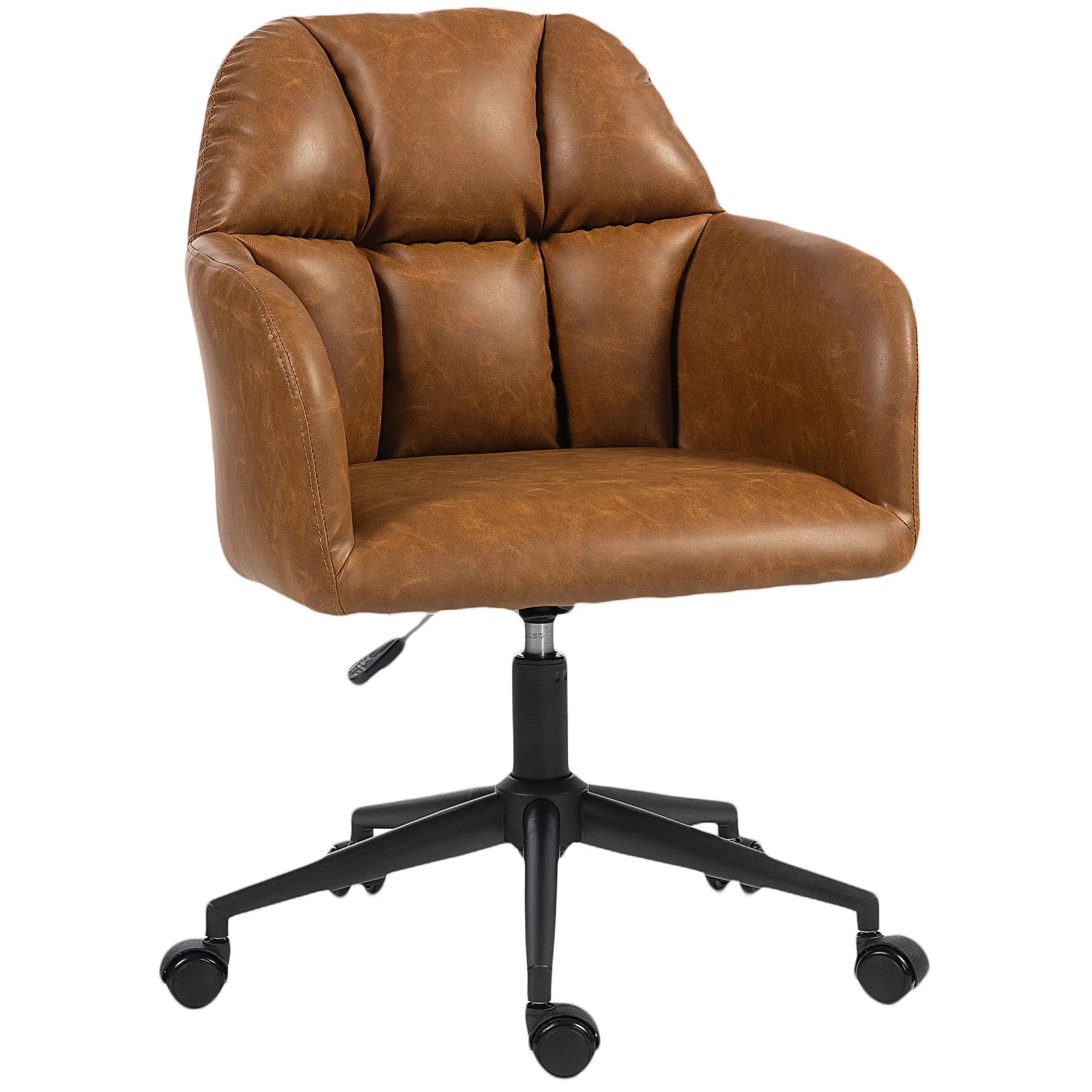 Swivel Office Chair, Faux Leather Desk Chair, Adjustable Height, Brown Task Chairs at Gallery Canada