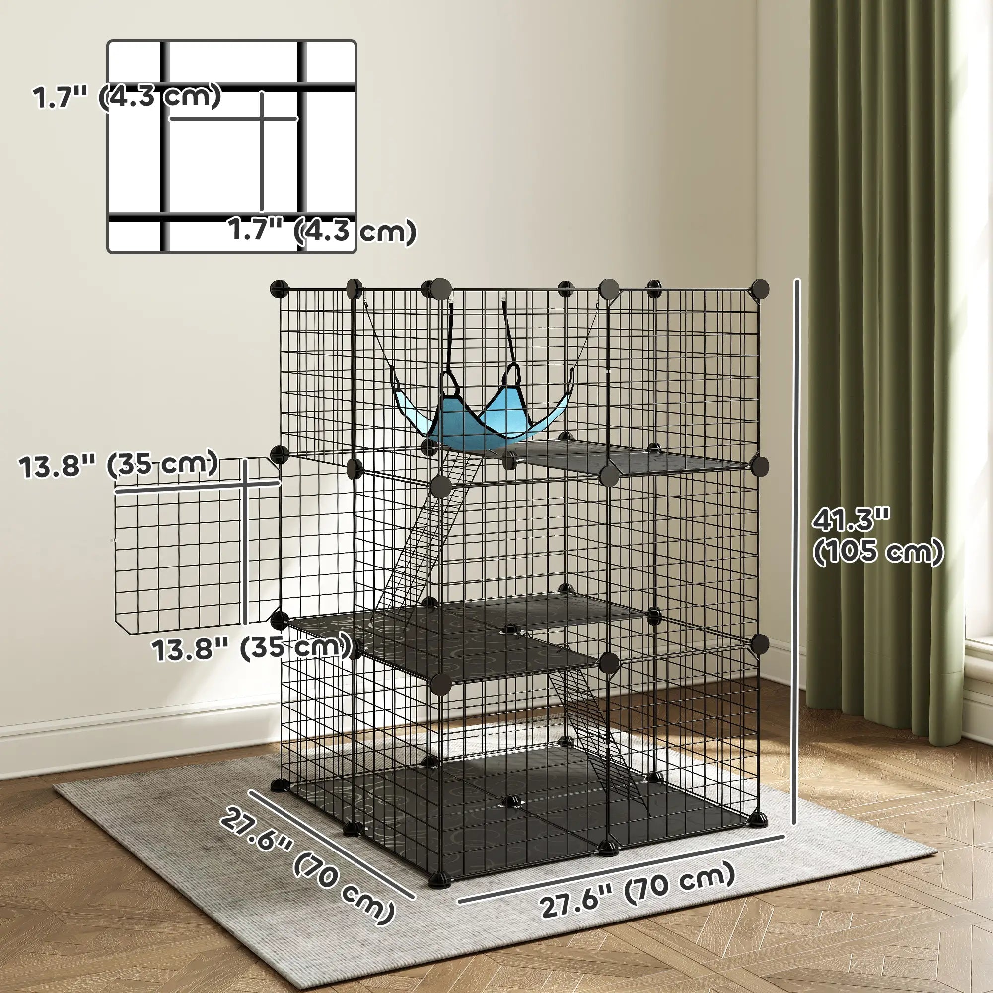 3 Tier Cat Cage Crate, DIY Pet Playpen, Black Outdoor Cat Enclosures at Gallery Canada