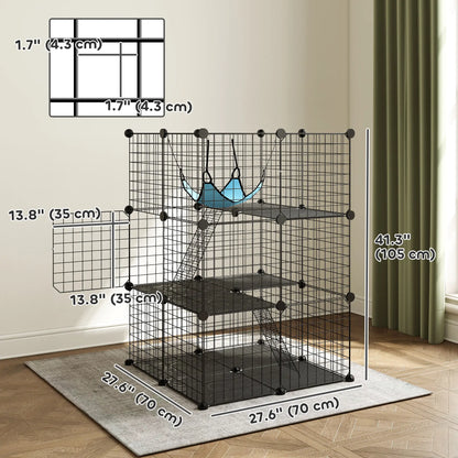 3 Tier Cat Cage Crate, DIY Pet Playpen, Black Outdoor Cat Enclosures at Gallery Canada