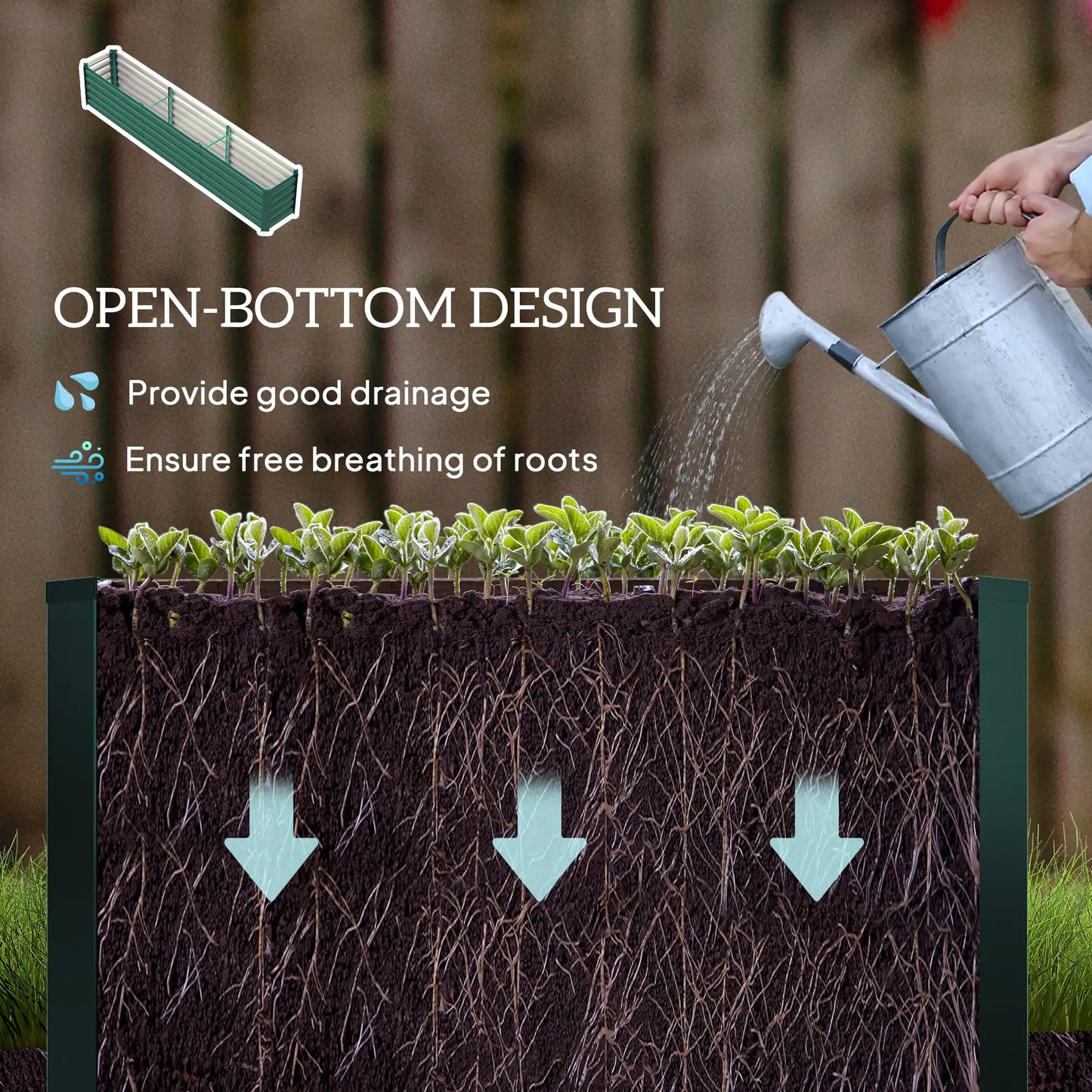 8 x 1.3 x 1.5ft Galvanized Raised Garden Bed, Green Galvanized Planter Boxes at Gallery Canada