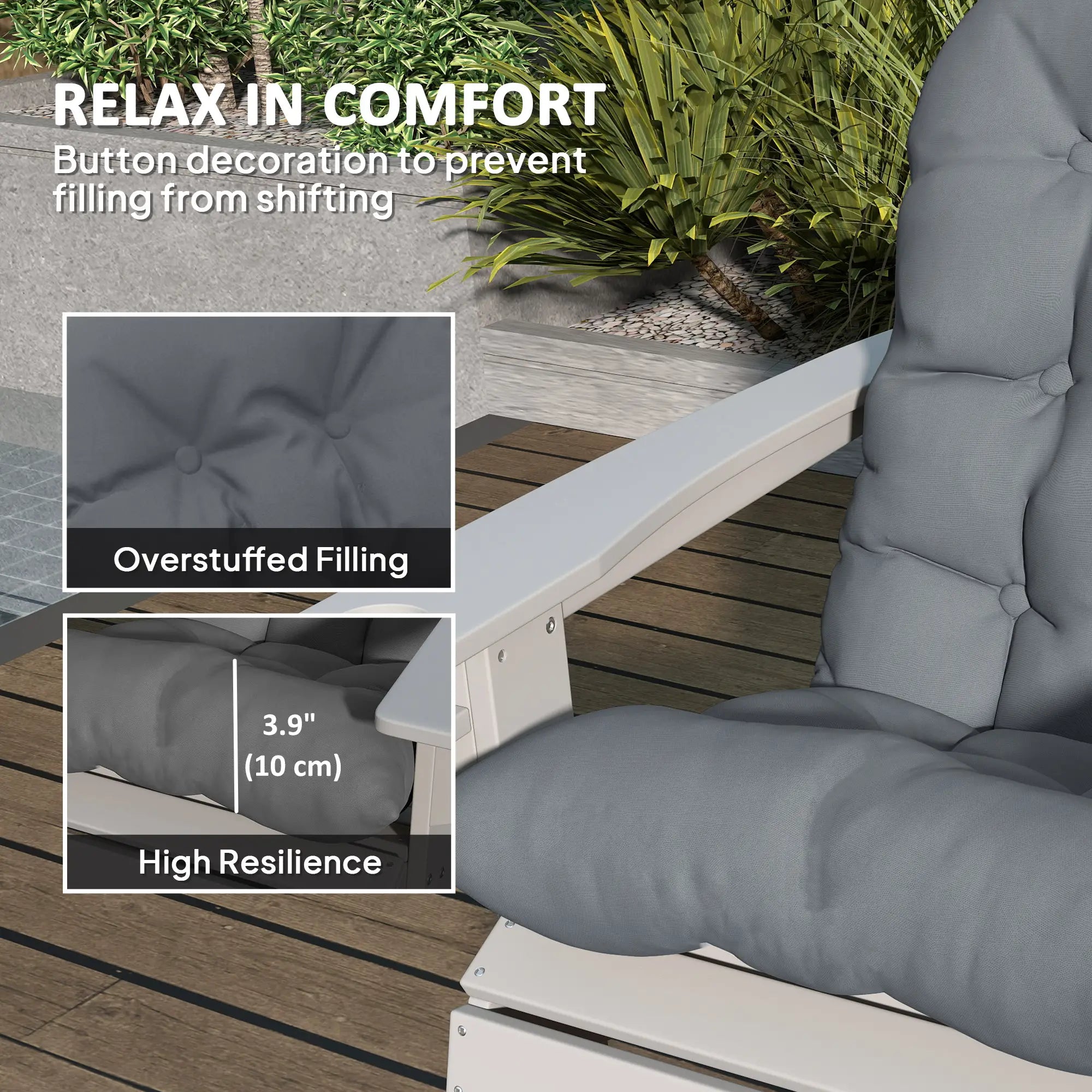 Adirondack Chair Cushions Set of 2, Grey Patio Chair Cushions at Gallery Canada