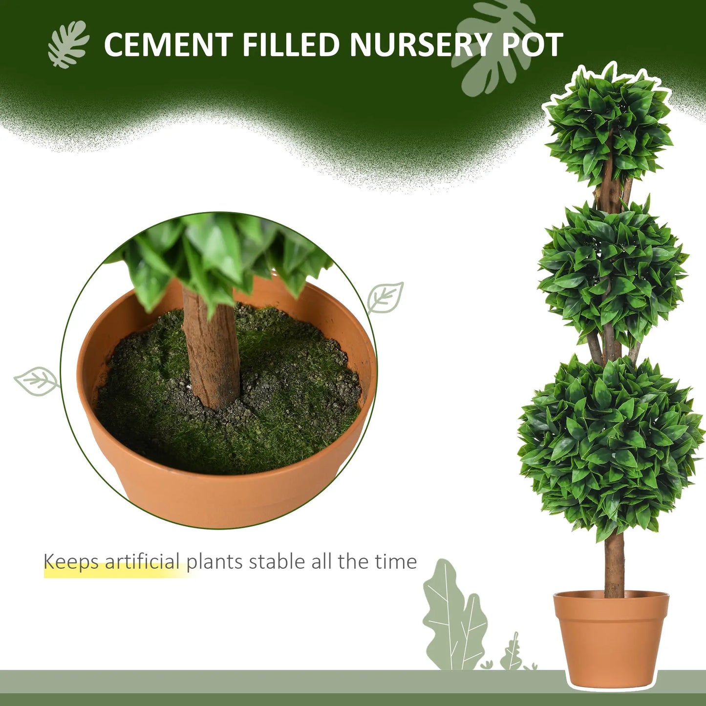 2 Pack 35.5" Artificial Boxwood Topiary Ball Trees, Indoor Outdoor, Green Artificial Trees at Gallery Canada