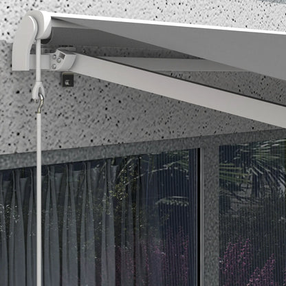 10'x8' Retractable Awning, Remote, Crank Handle, Aluminum Frame, Light Grey Deck Awnings at Gallery Canada